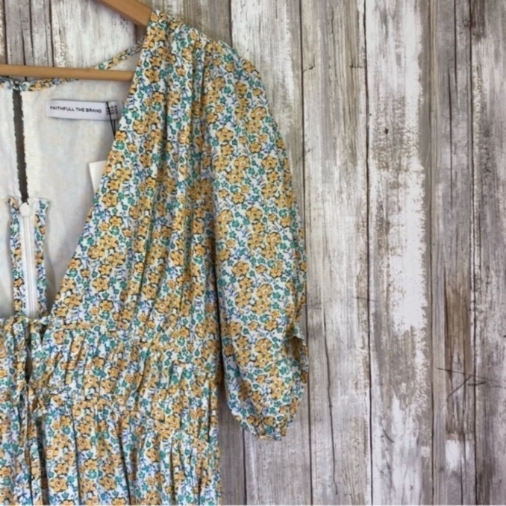 NWT Faithfull The Brand Patrinico Sabinosa Floral Midi Dress Puff Sleeve 4 - Picture 5 of 8